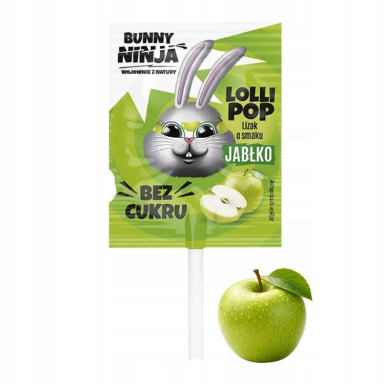 Bunny Ninja Lizak Jabłkowy - bez cukru (1 szt.)