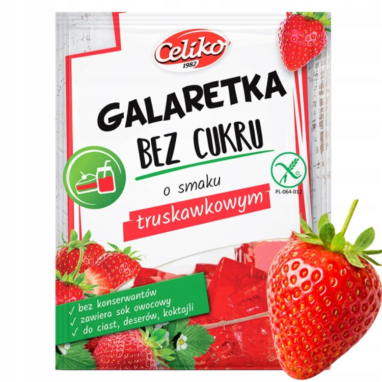 Celiko Galaretka Truskawkowa - bez cukru, bez glutenu (14g)