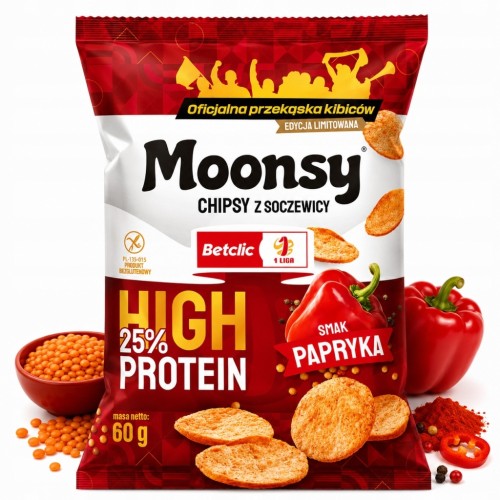 Moonsy Chipsy Proteinowe z Soczewicy Paprykowe 60g High Protein 25% Fit