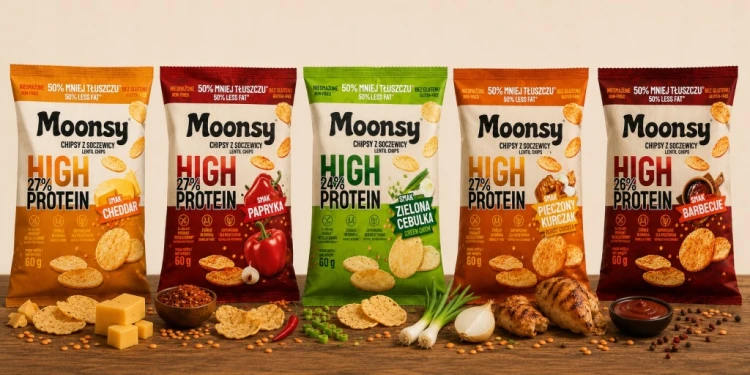 Moonsy Chipsy Proteinowe z Soczewicy Paprykowe 60g High Protein 25% Fit