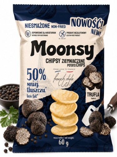 Moonsy Chipsy Ziemniaczane Truflowe Trufla 60g Niesmażone Bezglutenowe Fit