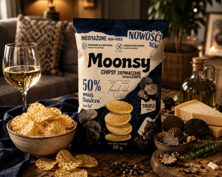 Moonsy Chipsy Ziemniaczane Truflowe Trufla 60g Niesmażone Bezglutenowe Fit