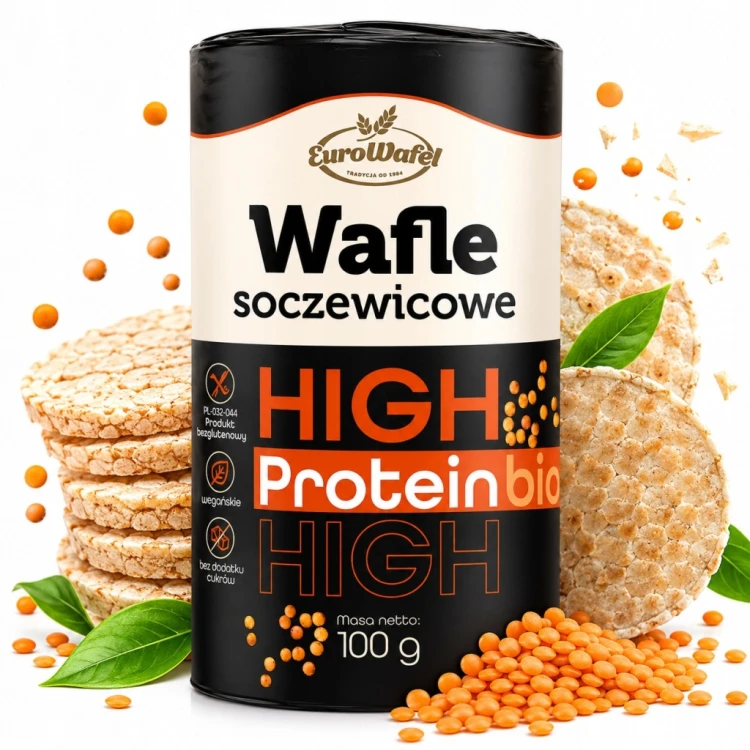Wafle Proteinowe z Soczewicy Eurowafel 100g High Protein 22% Białka