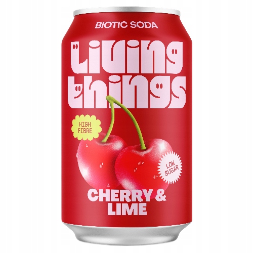 Living Things Prebiotic Soda - wiśnia i limonka, bez cukru, 330ml (UK)