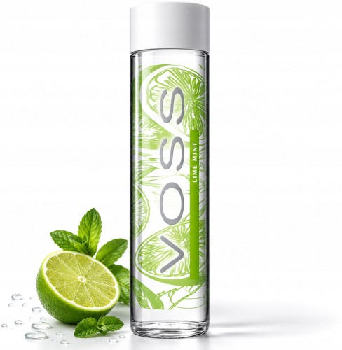 Voss Limonka Mięta – woda gazowana, w szklanej butelce 375 ml (Norwegia)