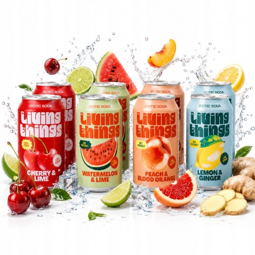 Living Things Prebiotic Soda MIX Smaków 8 szt napój bez cukru 330ml (UK)