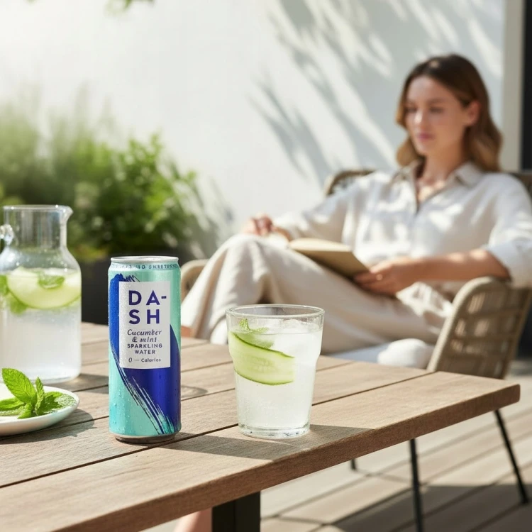 DASH Water Ogórek i Mięta - bez cukru, woda gazozana, puszka 330ml (UK)