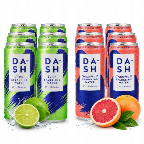 DASH Water MIX Limonka Grejpfrut - 12 x 330ml bez cukru, woda gazowana (UK)