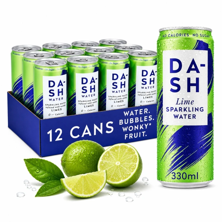 DASH Water limonka 12 x 330ml - bez cukru, woda gazowana, puszka (UK)