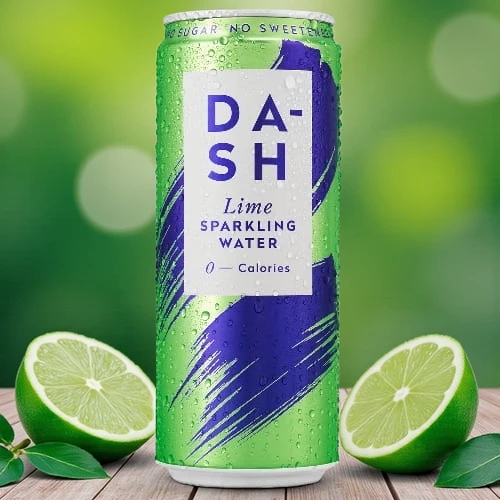 DASH Water limonka 12 x 330ml - bez cukru, woda gazowana, puszka (UK)