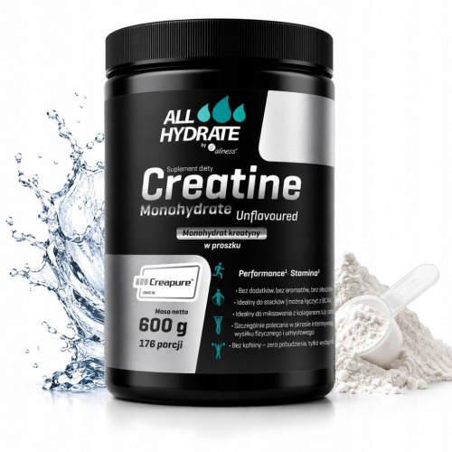 ALINESS Kreatyna Monohydrat Creapure AllHydrate w Proszku 600g (176 porcji)