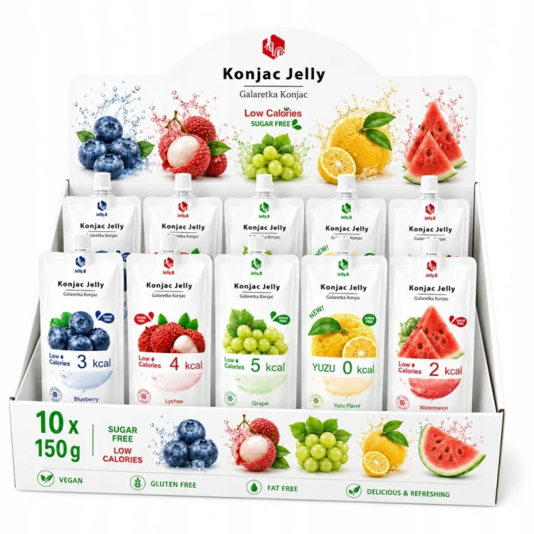 Jelly.B Konjac Jelly MIX 10 szt. Galaretka do Picia Bez Cukru Wege KETO