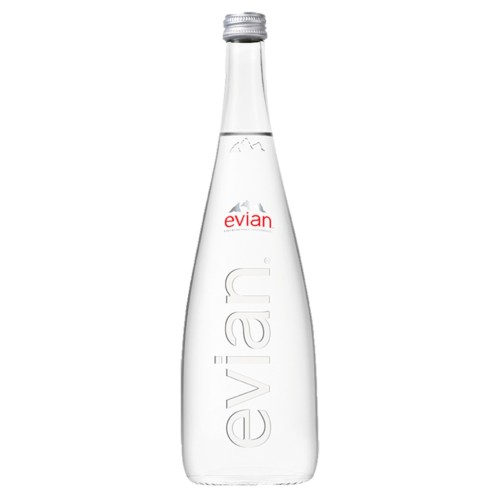 Evian w Szklanej Butelce Woda Mineralna Niegazowana 750 ml