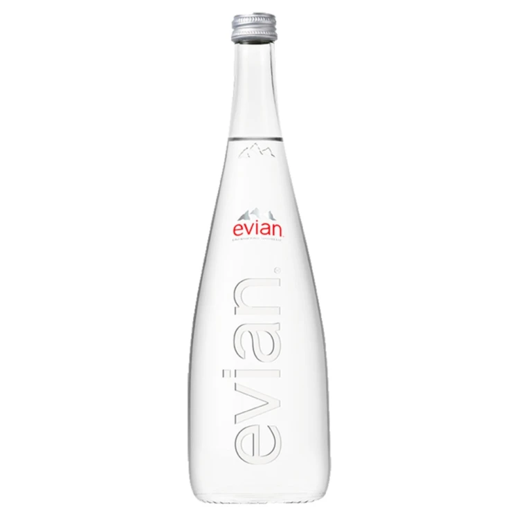 Evian w Szklanej Butelce Woda Mineralna Niegazowana 750 ml