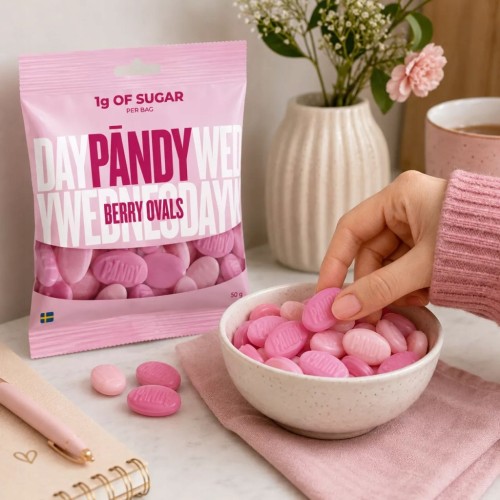 Pandy Berry Ovals Żelki Bez Cukru Poziomka Granat Błonnik KETO