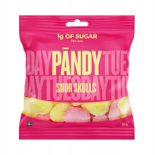 Pandy Sour Skulls Żelki Bez Cukru Kwaśna Malina Cytryna Błonnik KETO