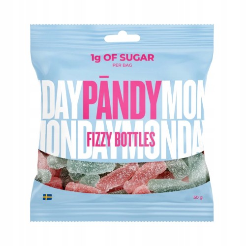 Pandy Candy Fizzy Bottles Żelki Owoce i Guma Balonowa Bez Cukru KETO