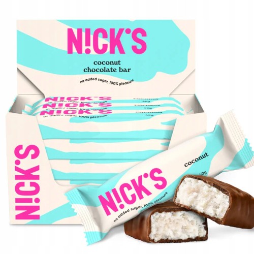Nick's Coconut i Peanuts fudge MIX 8 szt Baton Kokosowy Orzechowy Bez Cukru