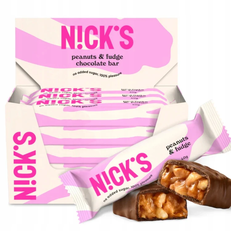 Nick's Coconut i Peanuts fudge MIX 8 szt Baton Kokosowy Orzechowy Bez Cukru