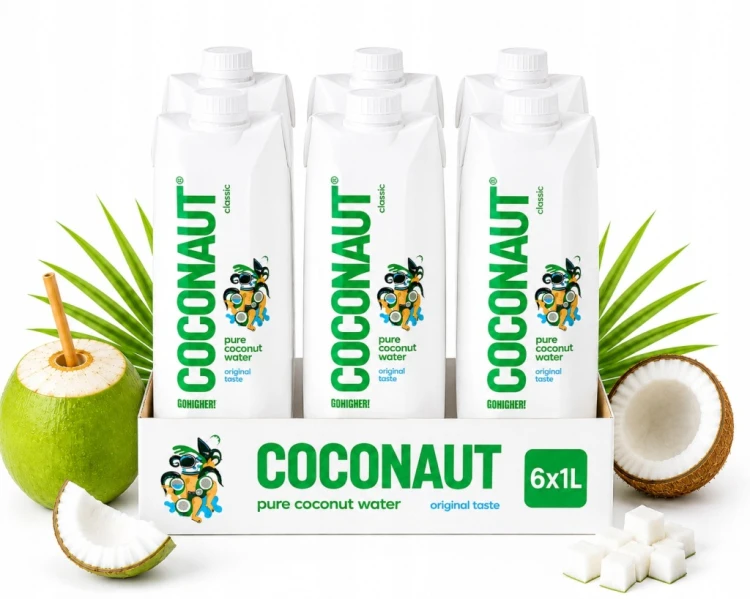 COCONAUT Woda Kokosowa 6 x 1L w Kartonie 100% Bez Cukru Bez Kaucji