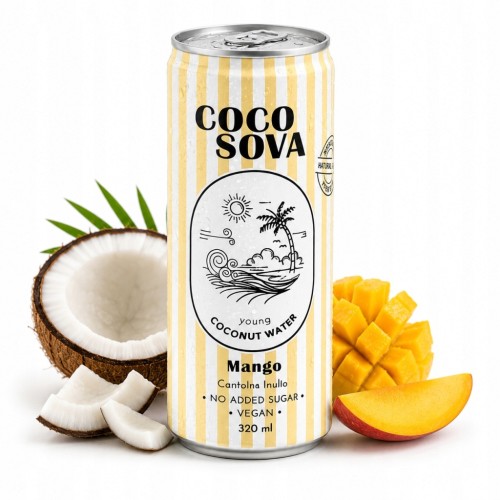 Cocosova Woda Kokosowa Smak Mango z Inuliną Bez Cukru 320ml