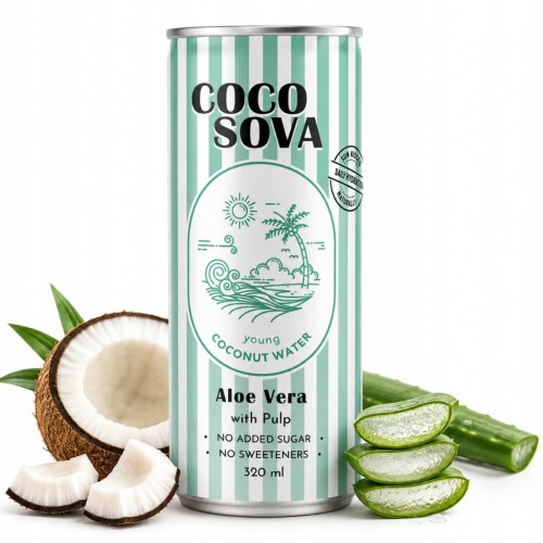 Cocosova Woda Kokosowa z Aloesem z Miąższem Bez Cukru 320ml