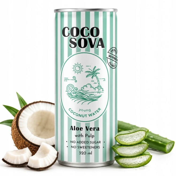 Cocosova Woda Kokosowa z Aloesem z Miąższem Bez Cukru 320ml