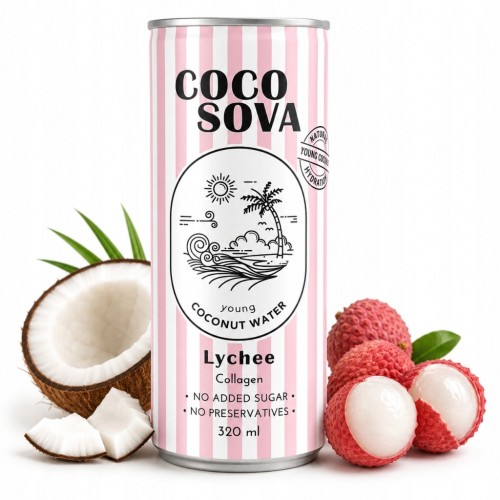 Cocosova Woda Kokosowa Liczi z Kolagenem Bez Cukru 320ml