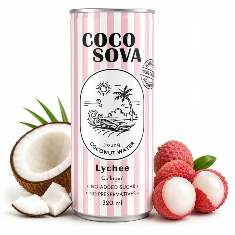 Cocosova Woda Kokosowa Liczi z Kolagenem Bez Cukru 320ml