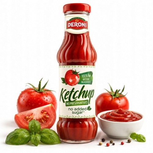 Ketchup Bez Cukru 100% Naturalny Fitway Deroni 305g