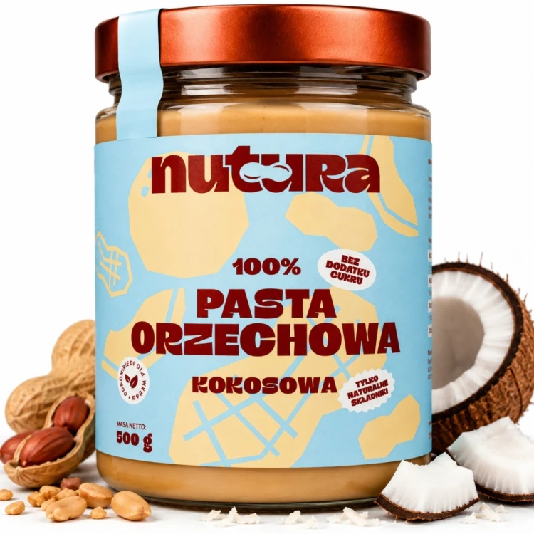 Nutura Pasta Orzechowa z Wiórkami Kokosa 500g