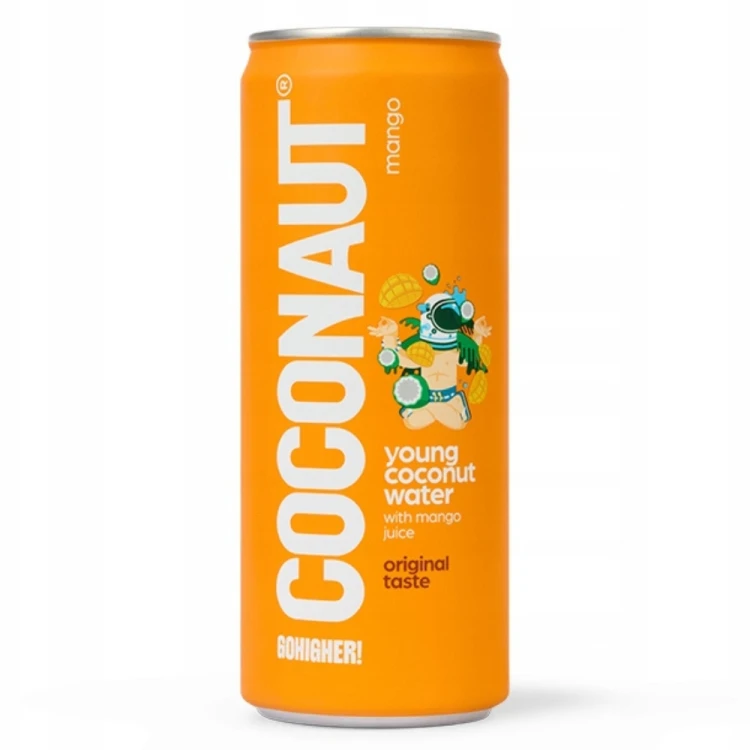 Coconaut Woda Kokosowa z Młodego Kokosa z Sokiem Mango NFC Bez Cukru 320ml