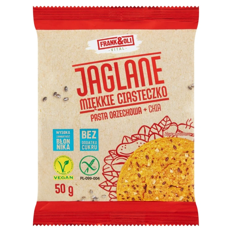 Frank&Oli Ciastko Jaglane z Pastą Orzechową i Chia Bez Cukru Błonnik (50g)