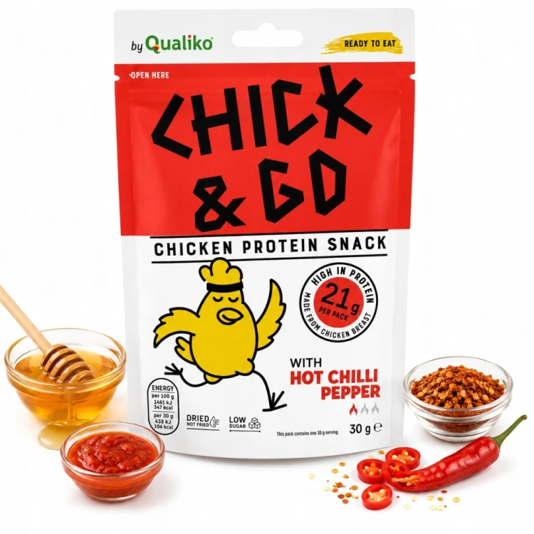 CHICK&GO Suszona Pierś z Kurczaka Smak Papryka Chilli Proteinowe 30g