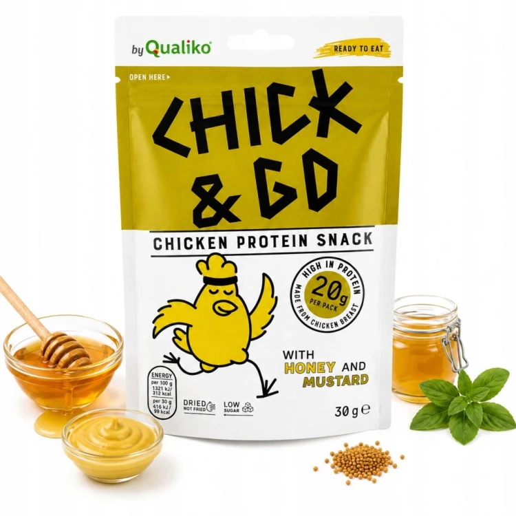 CHICK&GO Suszona Pierś z Kurczaka Smak Miodowo Musztardowy Proteinowe 30g