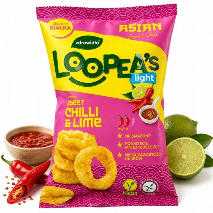 Loopea's Chrupki Light z Soczewicy Sweet Chilli & Lime Bezglutenowe 50g