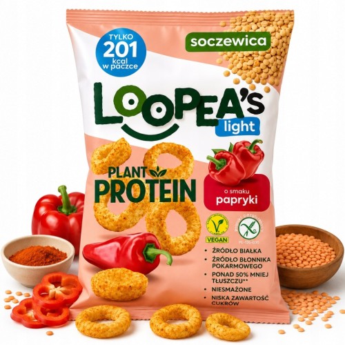 Loopea's Chrupki Light z Soczewicy Paprykowe Bezglutenowe 50g
