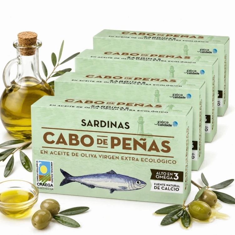 Sardynki w BIO Oliwie z Oliwek 4 x 120g Cabo de Penas Hiszpania 120g