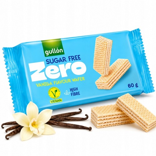Gullon Wafelki z Nadzieniem Waniliowym Bez Cukru 60g