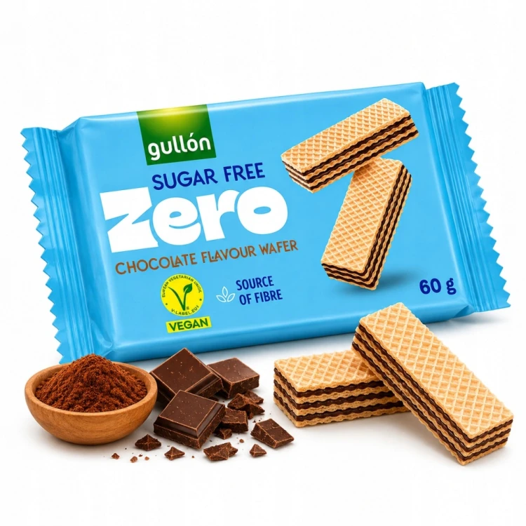 Gullon Wafelki z Nadzieniem Czekoladowym Bez Cukru 60g