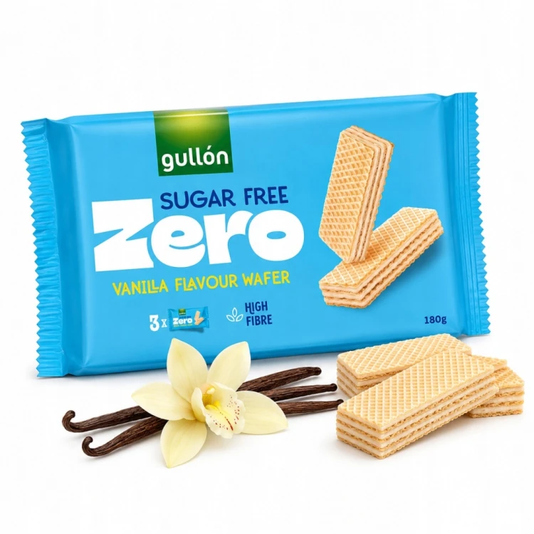 Gullon Waflelki z Nadzieniem Waniliowym Bez Cukru 180g