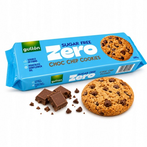 Gullon Ciastka Zero Choc Chip z Kawałkami Czekolady Bez Cukru 150g