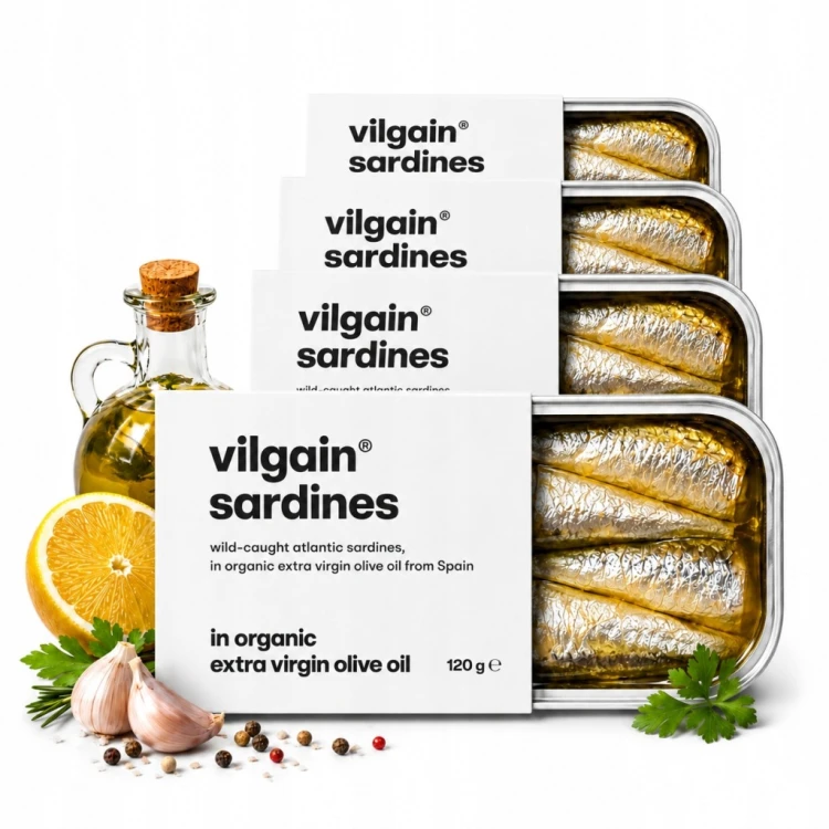 Vilgain Sardynki 4 x 120g w BIO oliwie z oliwek extra virgin wysokobiałkowe