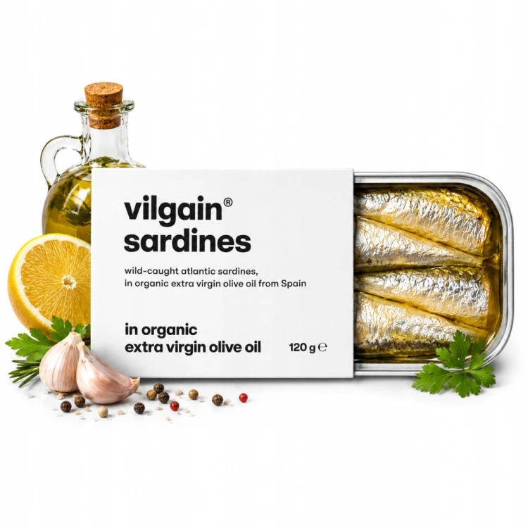 Vilgain Sardynki 4 x 120g w BIO oliwie z oliwek extra virgin wysokobiałkowe