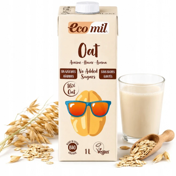 Ecomil Napój Owsiany BIO Roślinny Naturalny Bez Cukru 1L