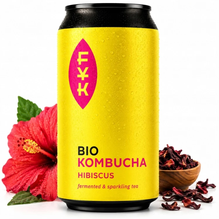 Kombucha BIO Herbata Zielona z Hibiskusem Bezglutenowa FYK 330ml