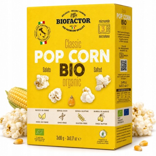 Biofactor Popcorn do mikrofalówki BIO Masło Shea Sól 3 szt. (3x90g)