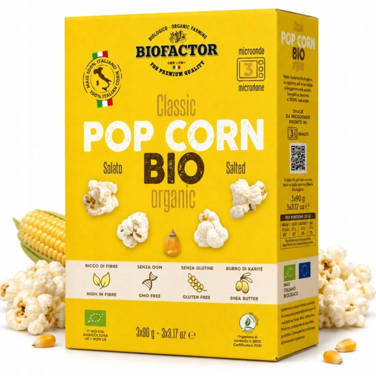Biofactor Popcorn do mikrofalówki BIO Masło Shea Sól 3 szt. (3x90g)