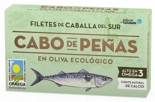Filety z Makreli w BIO Oliwie z Oliwek Cabo de Penas Hiszpania 85g