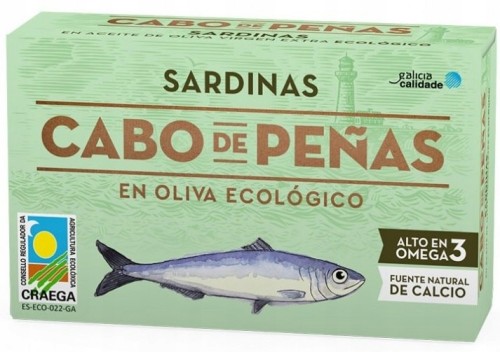 Sardynki w BIO Oliwie z Oliwek Cabo de Penas Hiszpania 120g